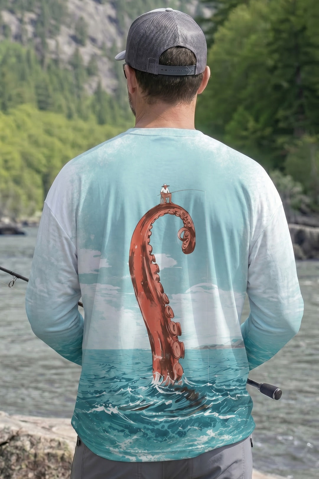 Performance Fishing Long Sleeve - Kraken Tide Gambit - AOF48 lifestyle artwork side