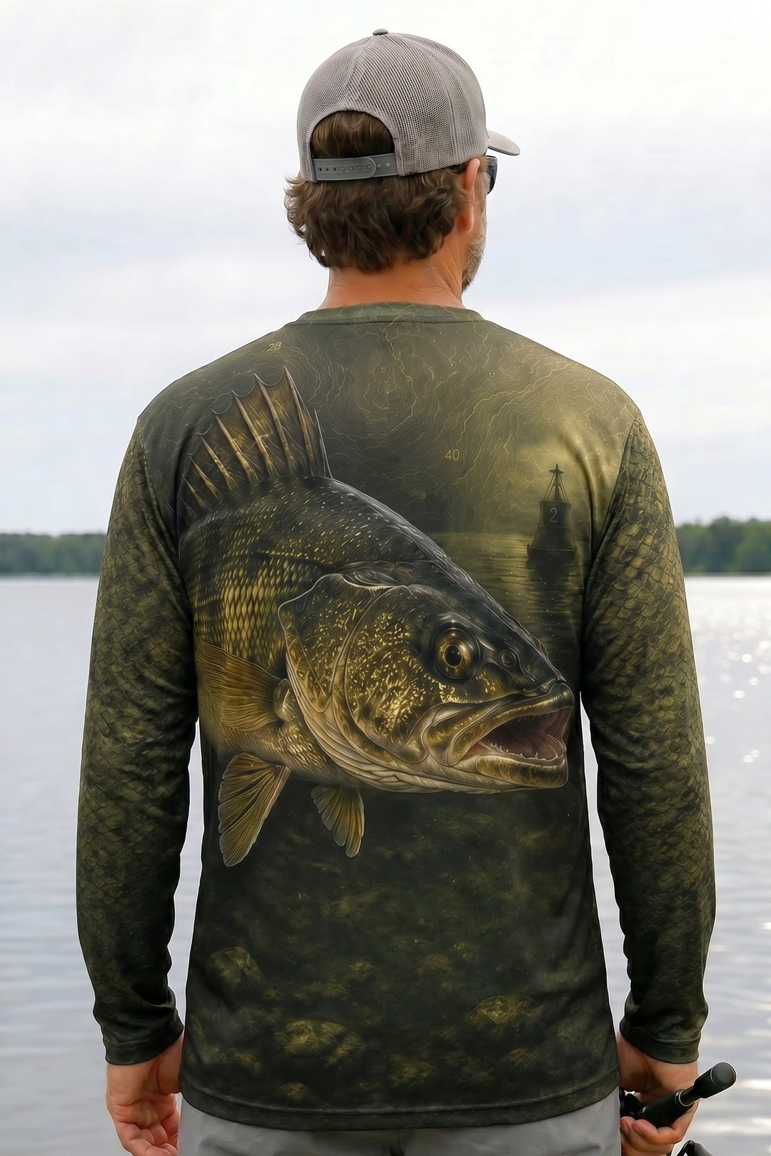 Performance Fishing Long Sleeve - Lake Erie Walleye - RW06 lifestyle artwork side
