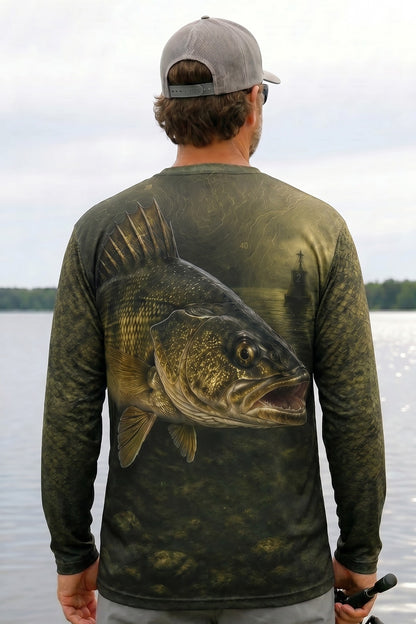 Performance Fishing Long Sleeve - Lake Erie Walleye - RW06 lifestyle artwork side