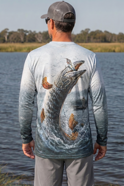 Performance Fishing Long Sleeve - Lake Surge Pike - AOF95 lifestyle artwork side