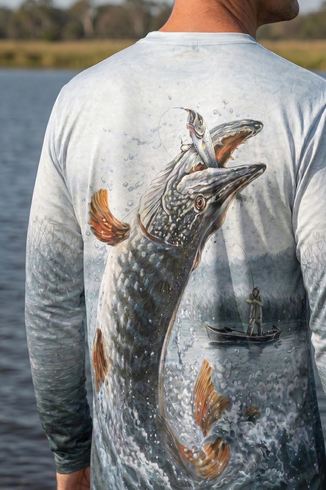 Performance Fishing Long Sleeve - Lake Surge Pike - AOF95 lifestyle artwork zoom