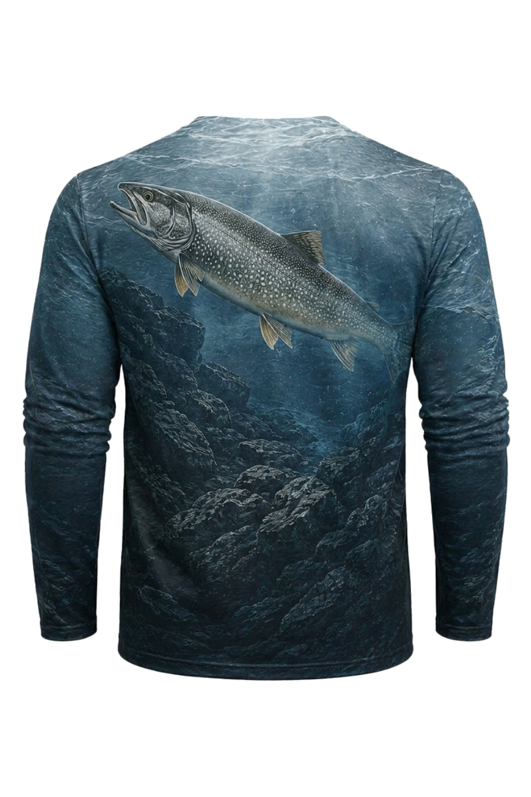 Performance Fishing Long Sleeve - Lake Trout Deep - TBT160 mockup artwork side