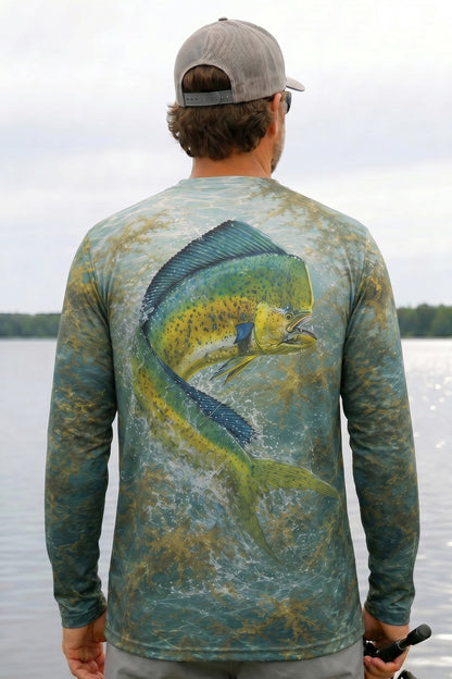 Performance Fishing Long Sleeve - Mahi mahi Gold Rush - AOF40 lifestyle artwork side