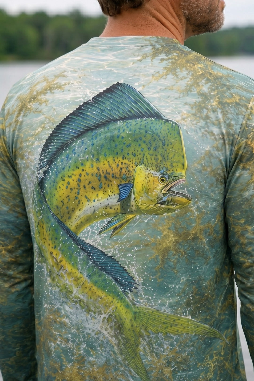 Performance Fishing Long Sleeve - Mahi mahi Gold Rush - AOF40 lifestyle artwork zoom