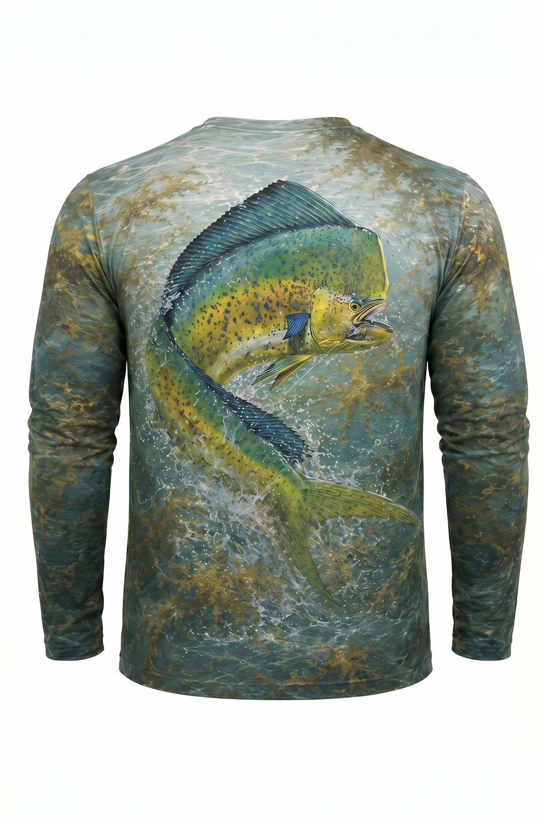 Performance Fishing Long Sleeve - Mahi mahi Gold Rush - AOF40 mockup artwork side
