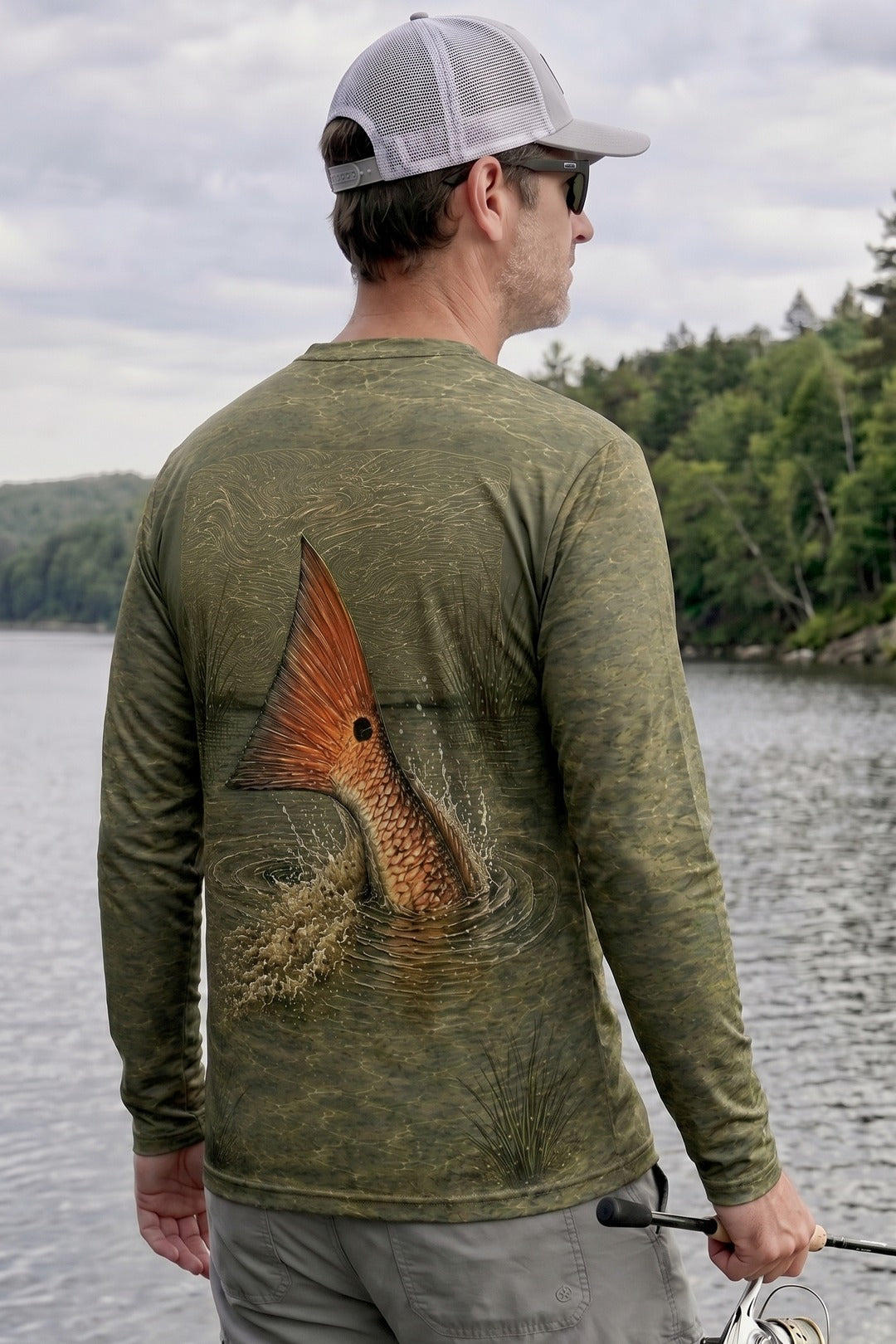 Performance Fishing Long Sleeve - Marsh Flats Redfish Tail - RRF04 lifestyle artwork side