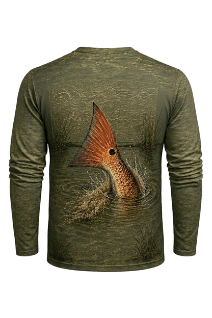 Performance Fishing Long Sleeve - Marsh Flats Redfish Tail - RRF04 mockup artwork side