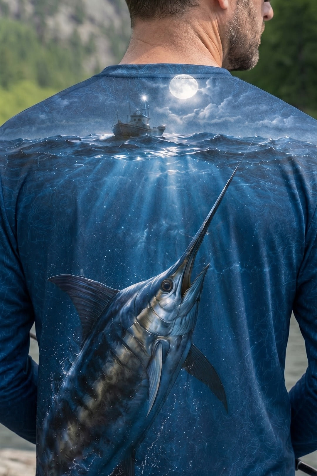 Performance Fishing Long Sleeve - Midnight Marlin - RS01 lifestyle artwork zoom