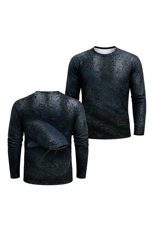Performance Fishing Long Sleeve - Midnight Rain Catfish - RFC16 two shirts front artwork