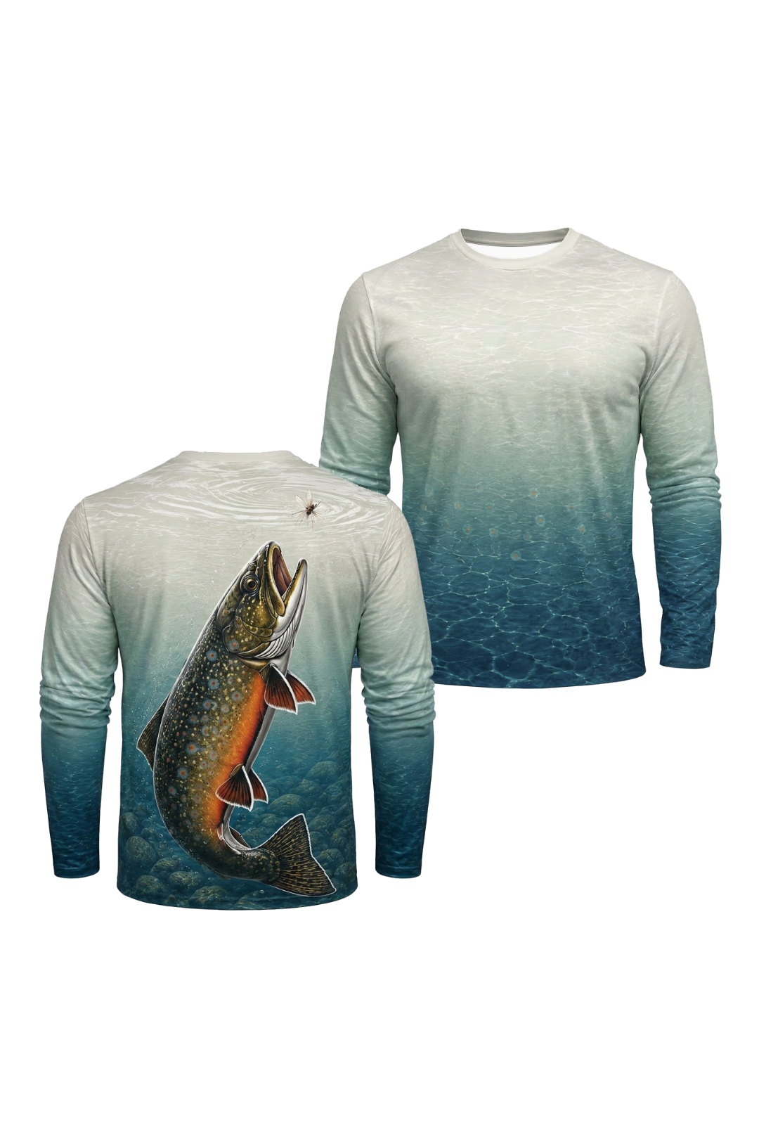 Performance Fishing Long Sleeve - Misty Creek Brook - TBT180 two shirts front artwork