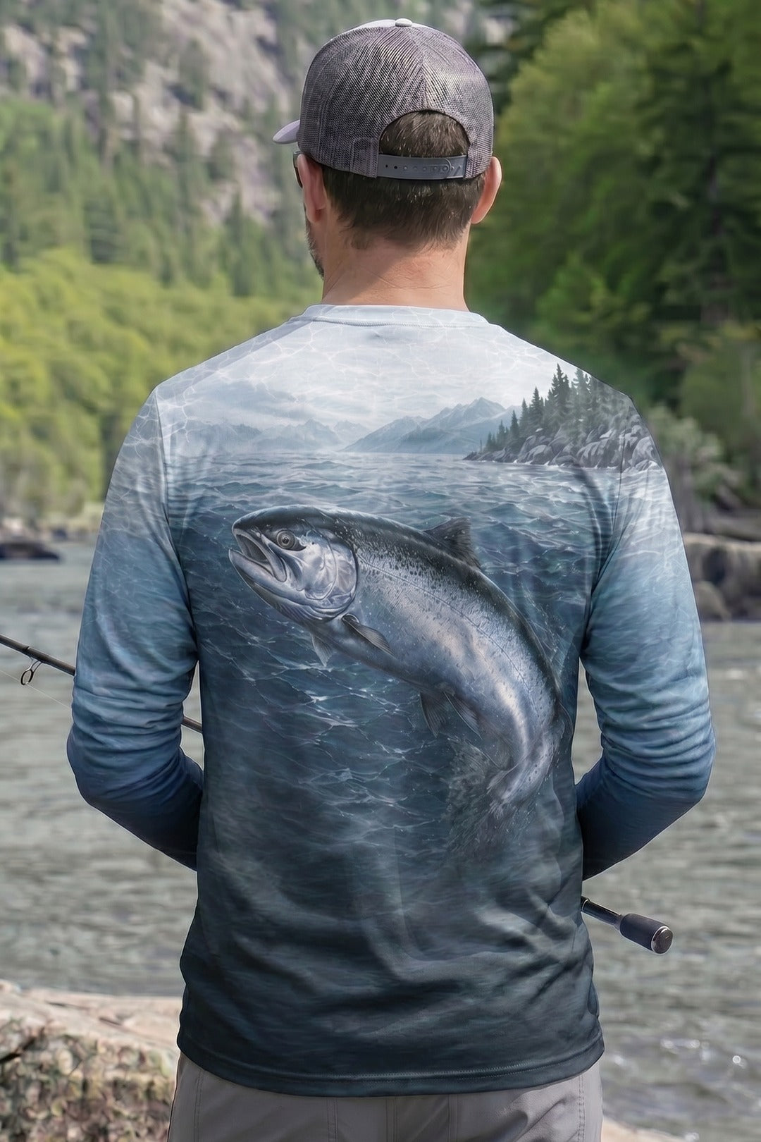 Performance Fishing Long Sleeve - Misty King Salmon - TBT156 lifestyle artwork side