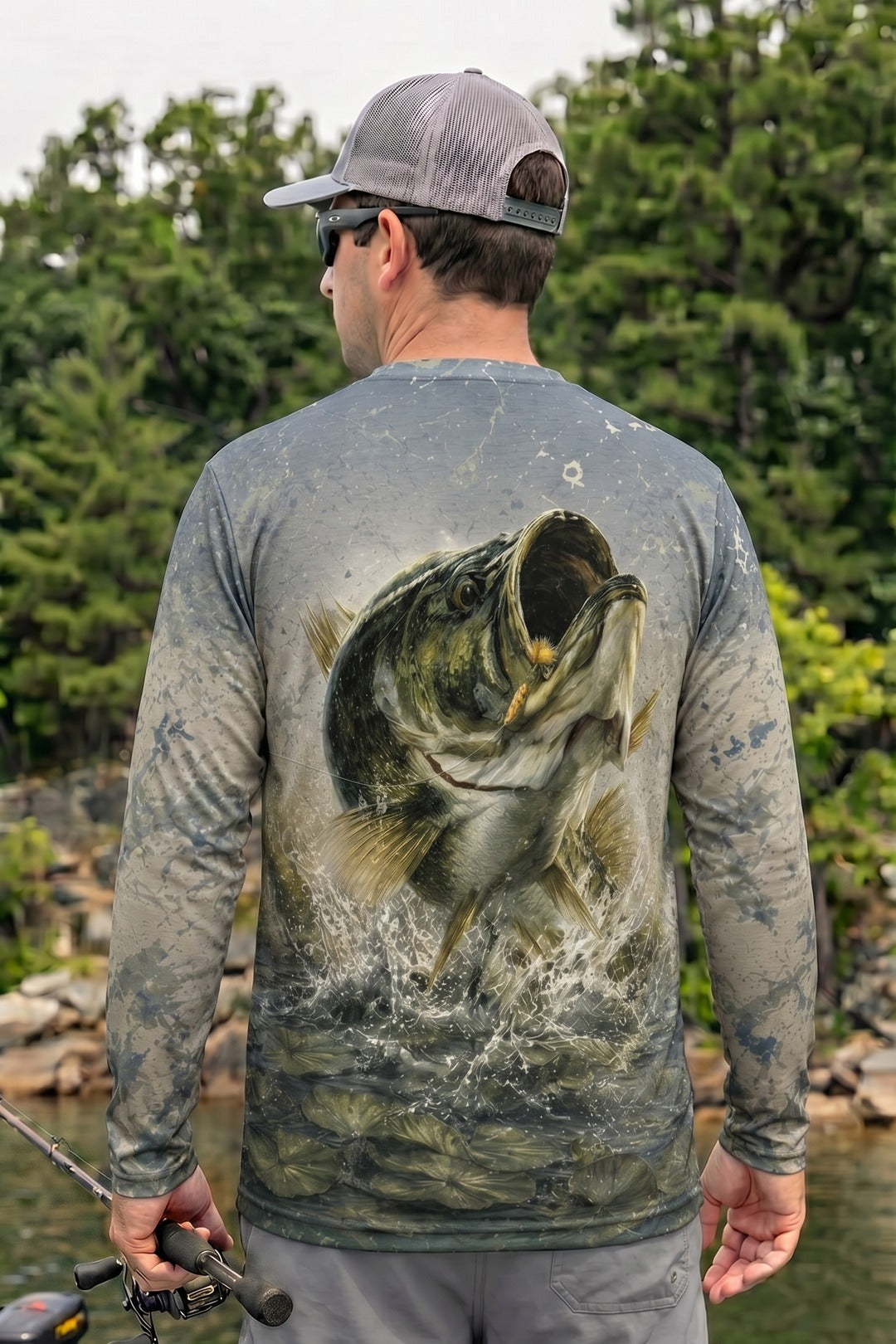 Performance Fishing Long Sleeve - Misty Marsh Bass - TBT149 lifestyle artwork side