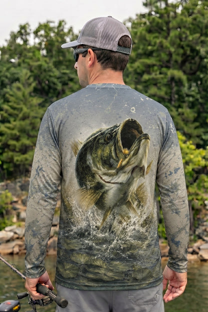 Performance Fishing Long Sleeve - Misty Marsh Bass - TBT149 lifestyle artwork side