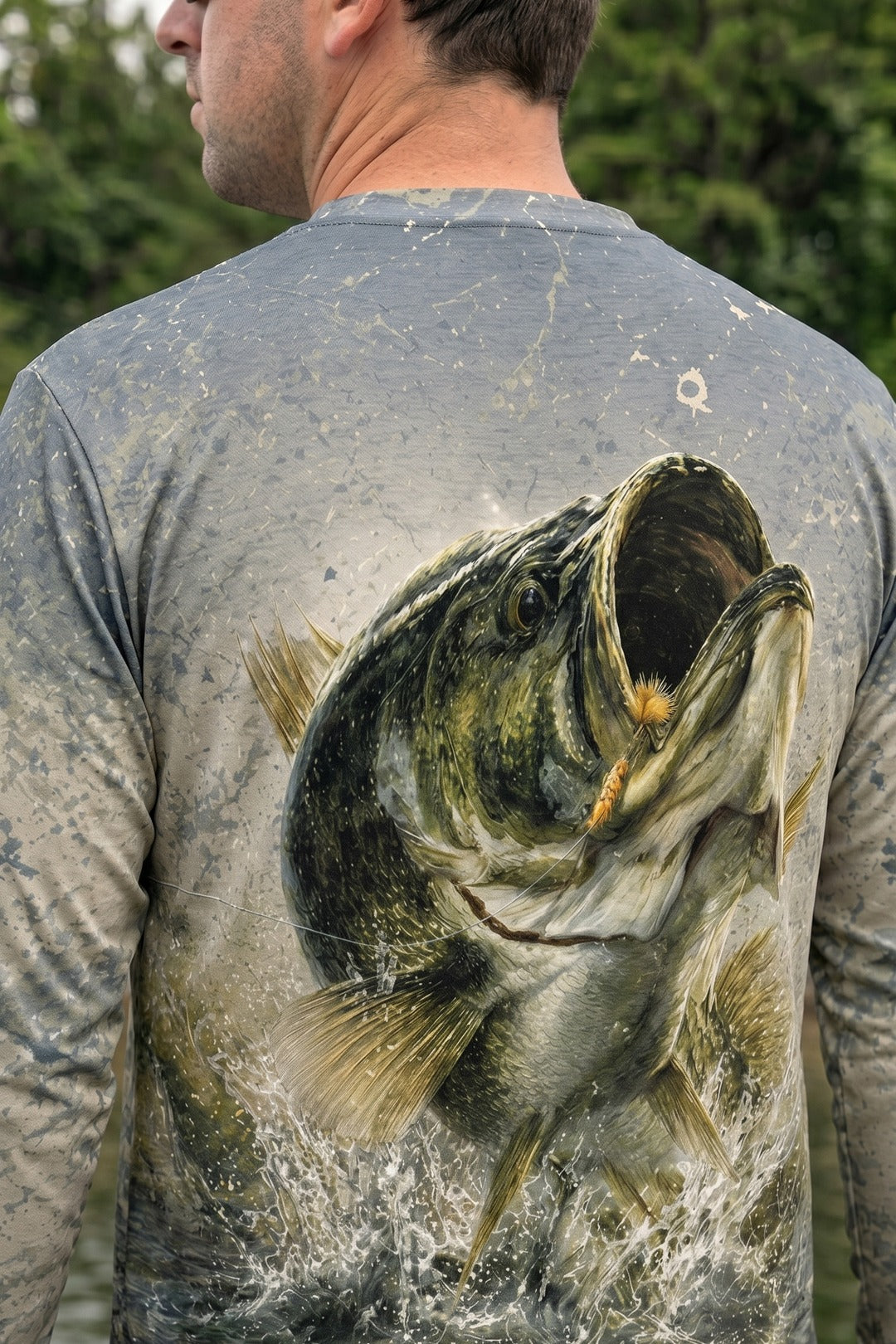Performance Fishing Long Sleeve - Misty Marsh Bass - TBT149 lifestyle artwork zoom
