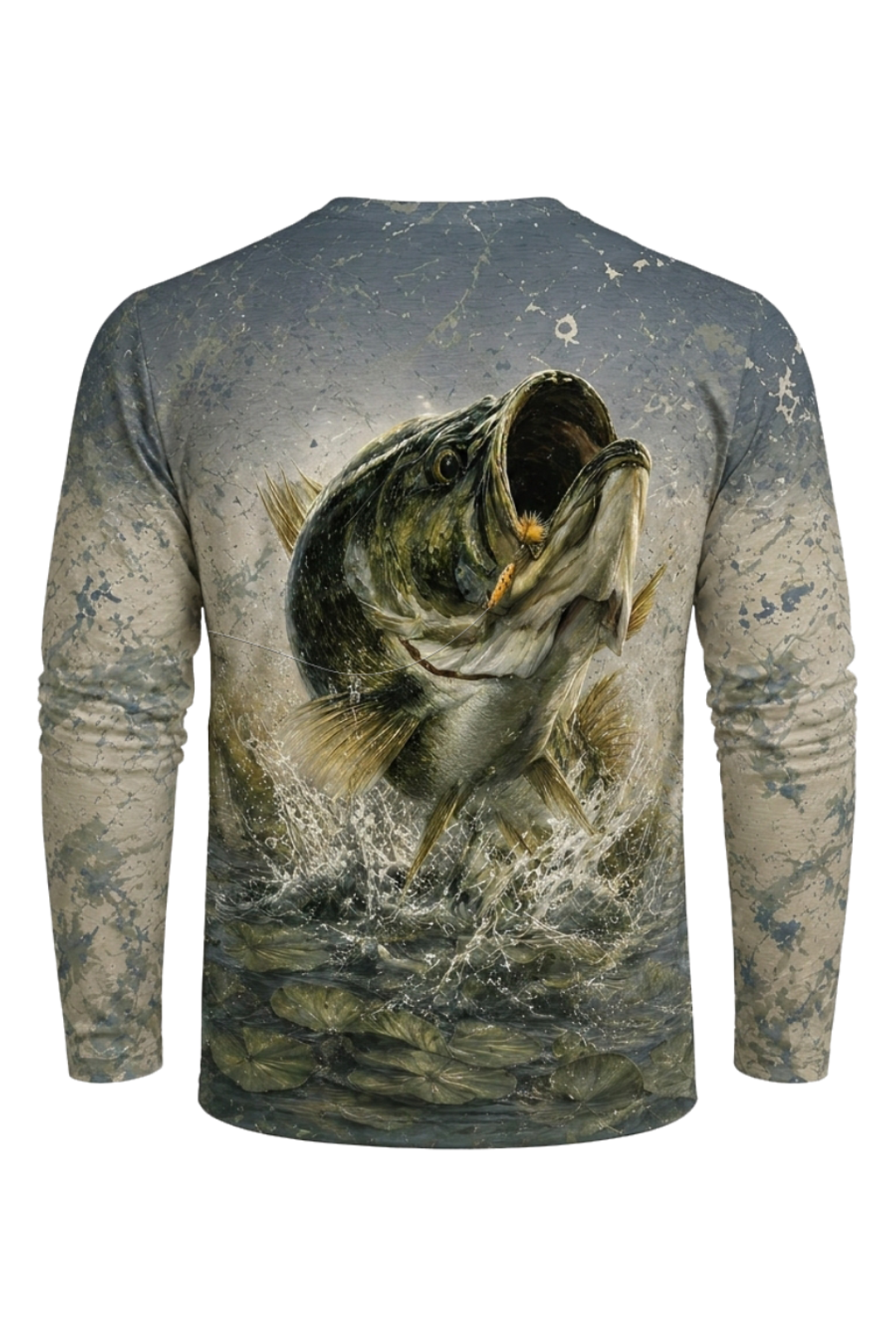 Performance Fishing Long Sleeve - Misty Marsh Bass - TBT149 mockup artwork side
