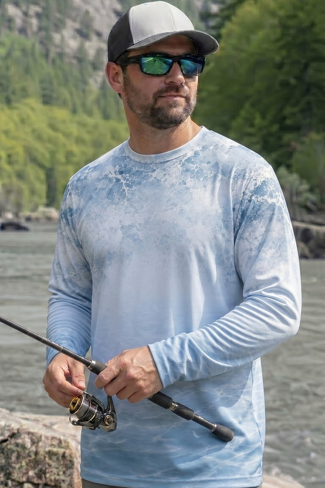 Performance Fishing Long Sleeve - Misty Rapids Salmon - TBT155 lifestyle opposite side