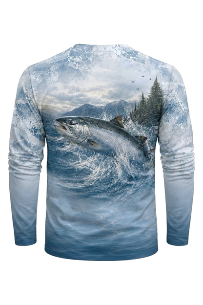 Performance Fishing Long Sleeve - Misty Rapids Salmon - TBT155 mockup artwork side