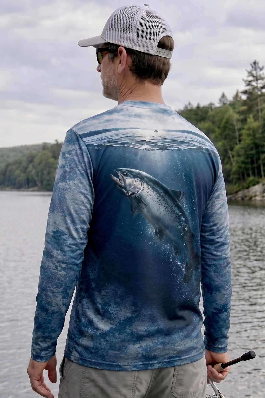 Performance Fishing Long Sleeve - Misty River Salmon - TBT154 lifestyle artwork side