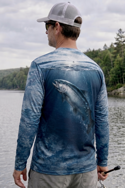 Performance Fishing Long Sleeve - Misty River Salmon - TBT154 lifestyle artwork side
