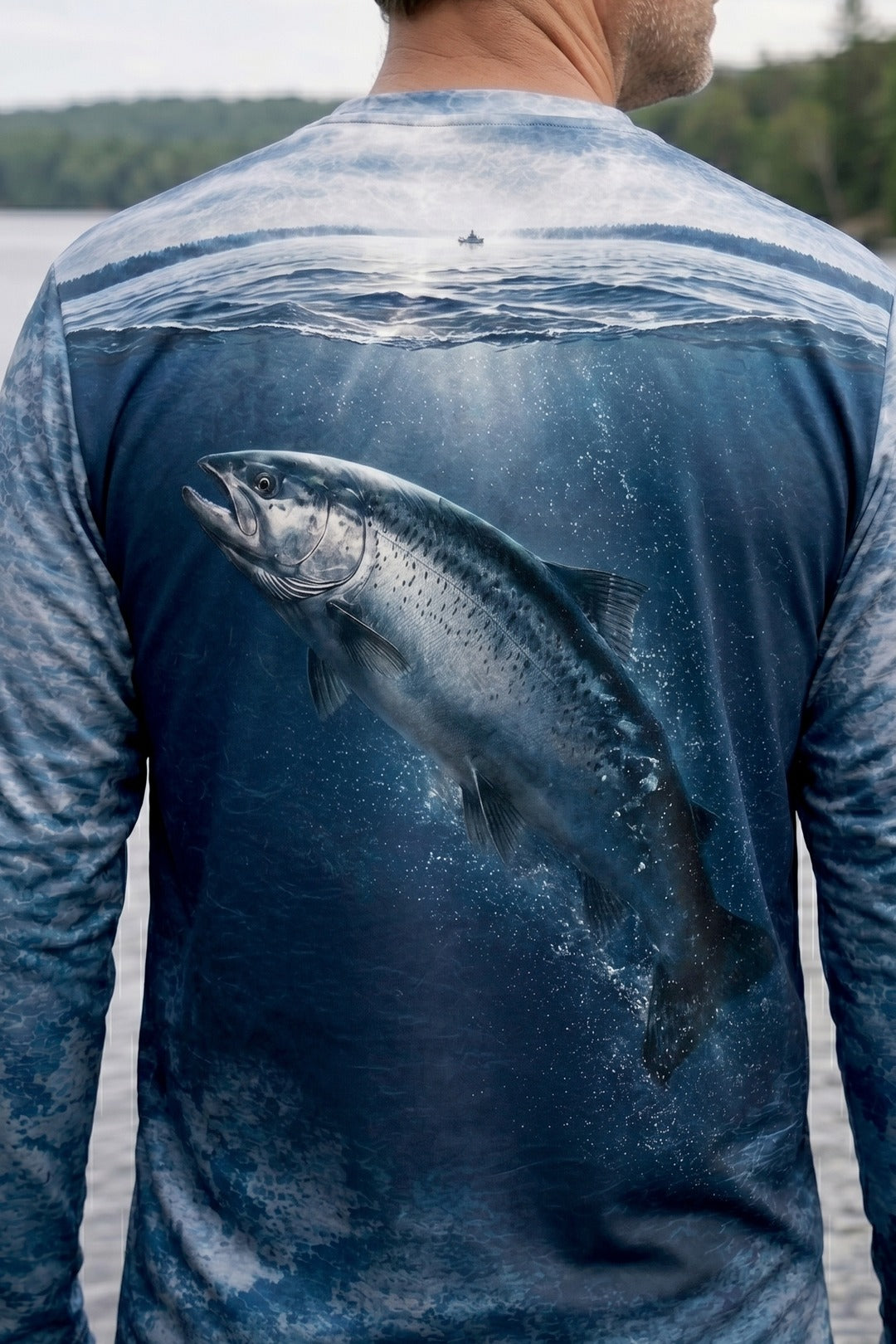 Performance Fishing Long Sleeve - Misty River Salmon - TBT154 lifestyle artwork zoom