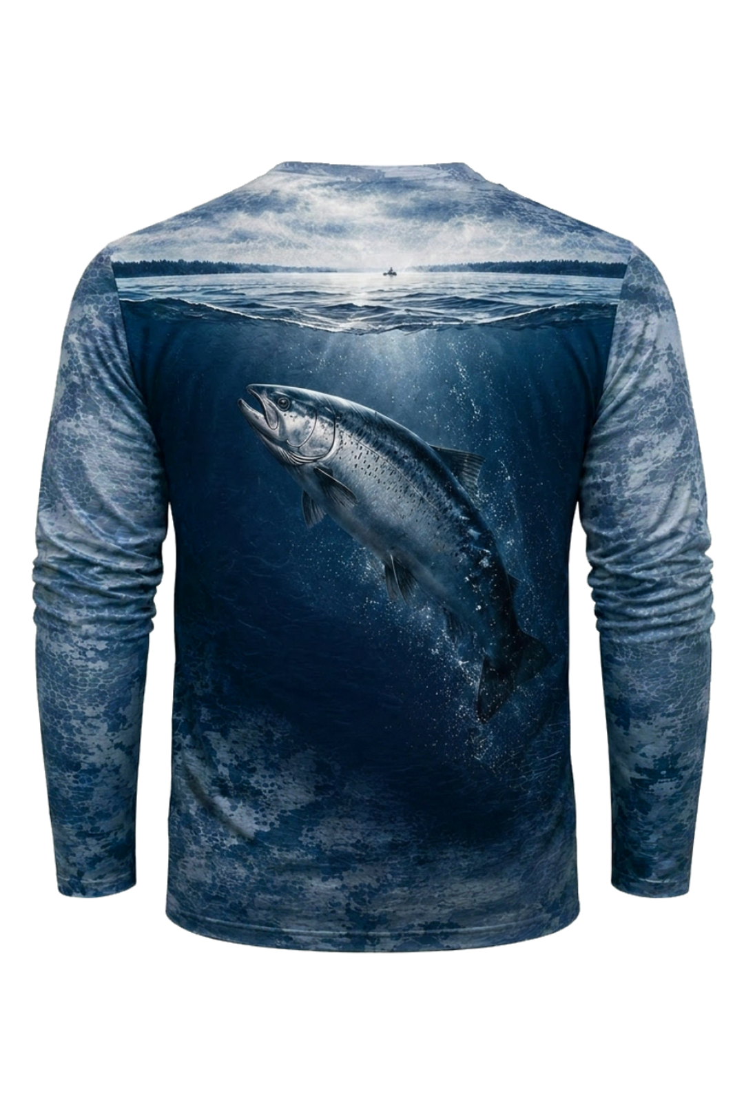 Performance Fishing Long Sleeve - Misty River Salmon - TBT154 mockup artwork side
