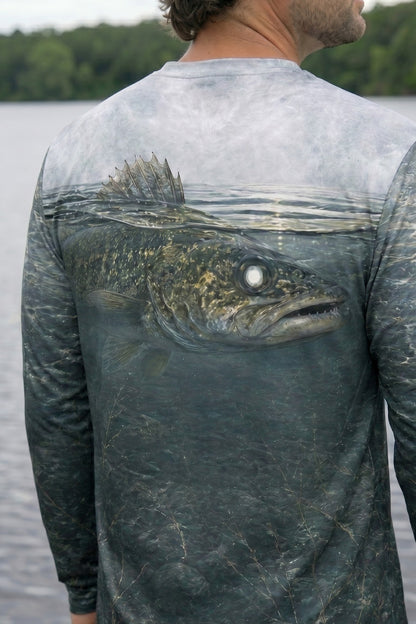 Performance Fishing Long Sleeve - Misty Timber Walleye - TBT185 lifestyle artwork zoom