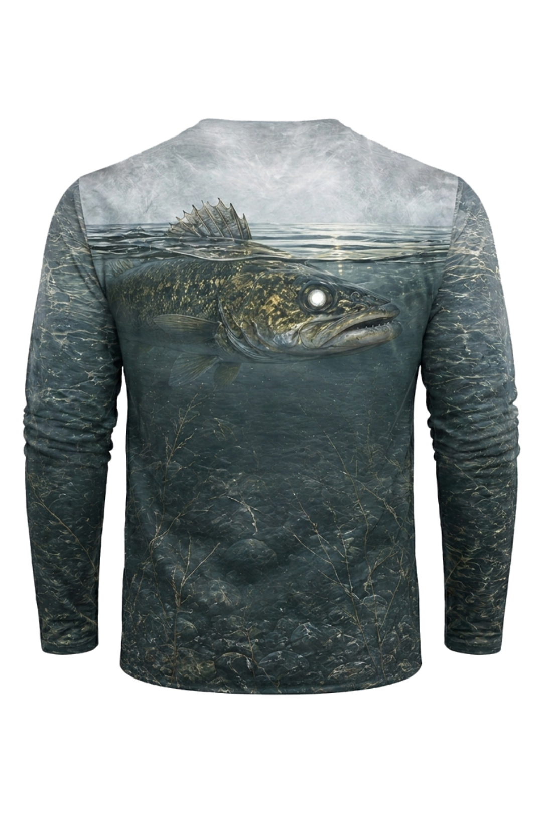 Performance Fishing Long Sleeve - Misty Timber Walleye - TBT185 mockup artwork side