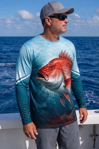 Performance Fishing Long Sleeve - Misty Wave Snapper - TBT235 image 2