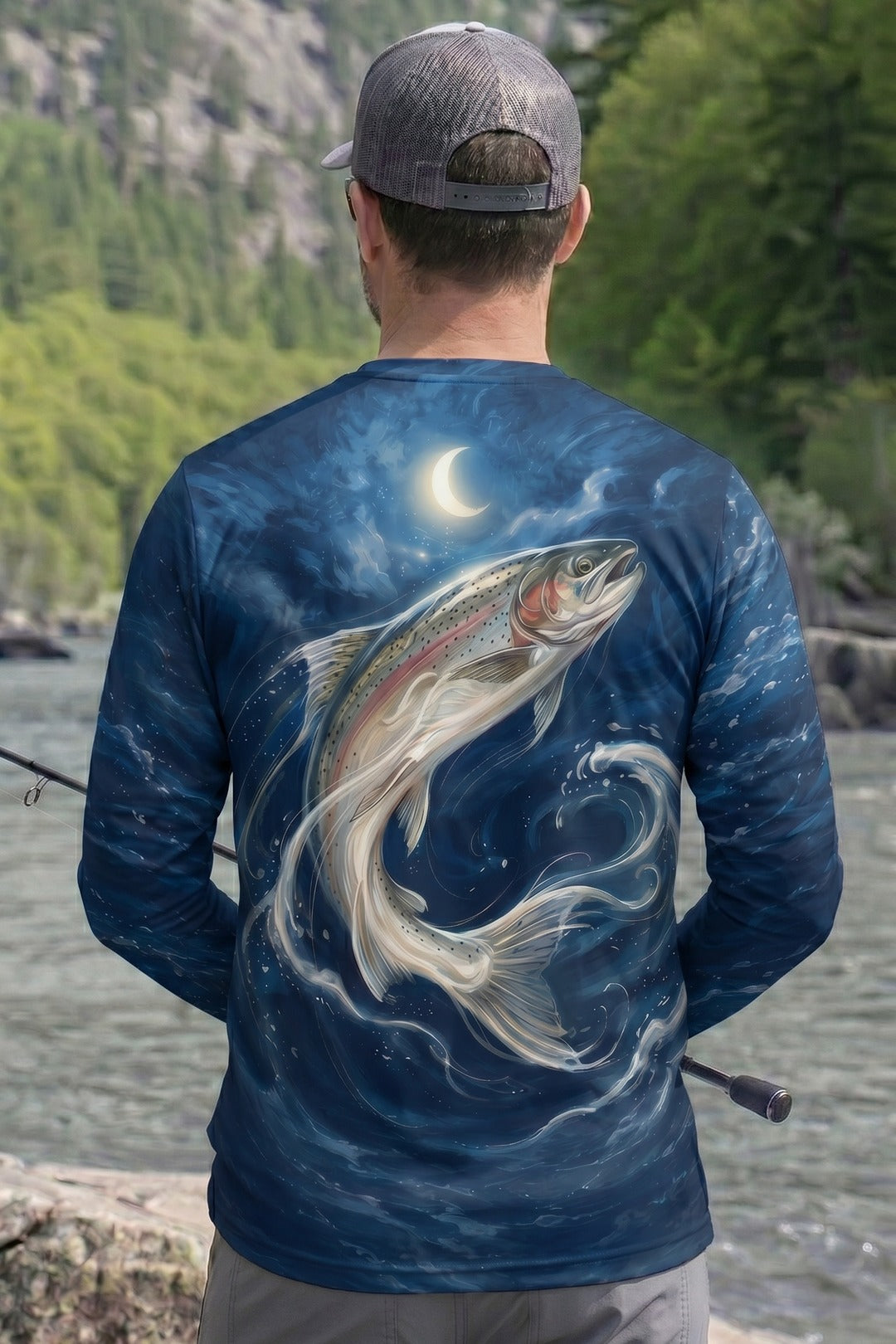 Performance Fishing Long Sleeve - Mooncurrent Trout - AOF91 lifestyle artwork side