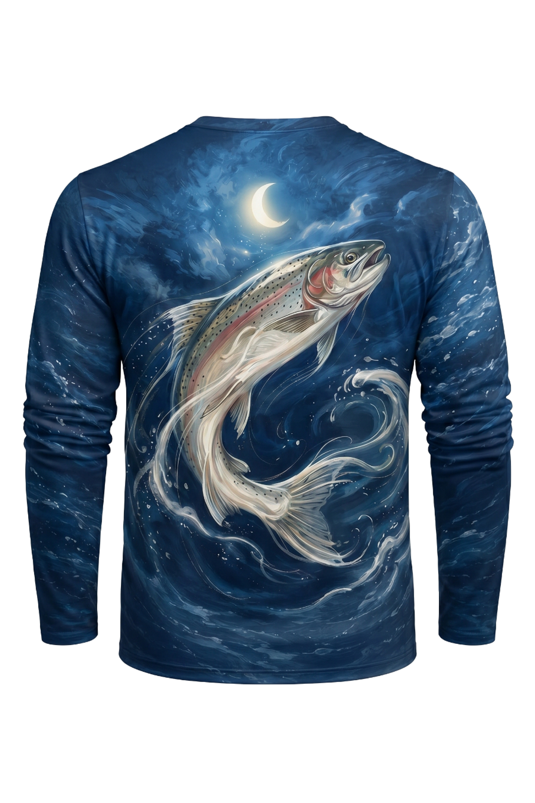 Performance Fishing Long Sleeve - Mooncurrent Trout - AOF91 mockup artwork side