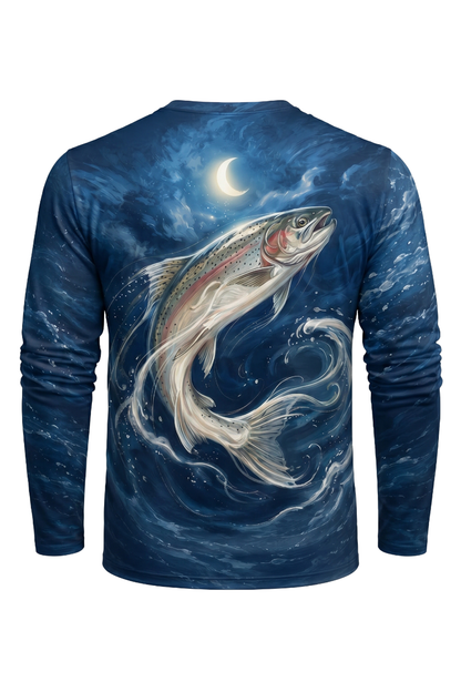 Performance Fishing Long Sleeve - Mooncurrent Trout - AOF91 mockup artwork side