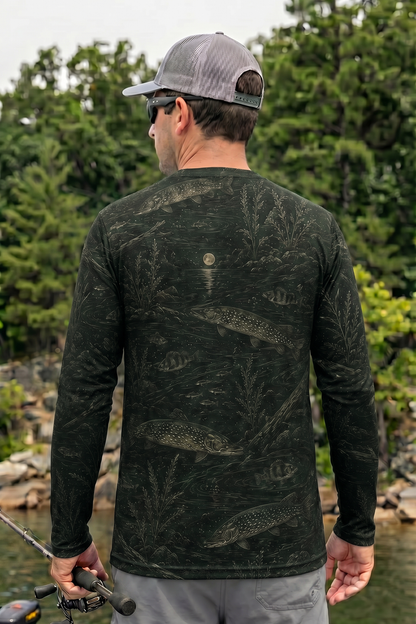Performance Fishing Long Sleeve - Moonlit Pike Pattern - RP02 lifestyle artwork side