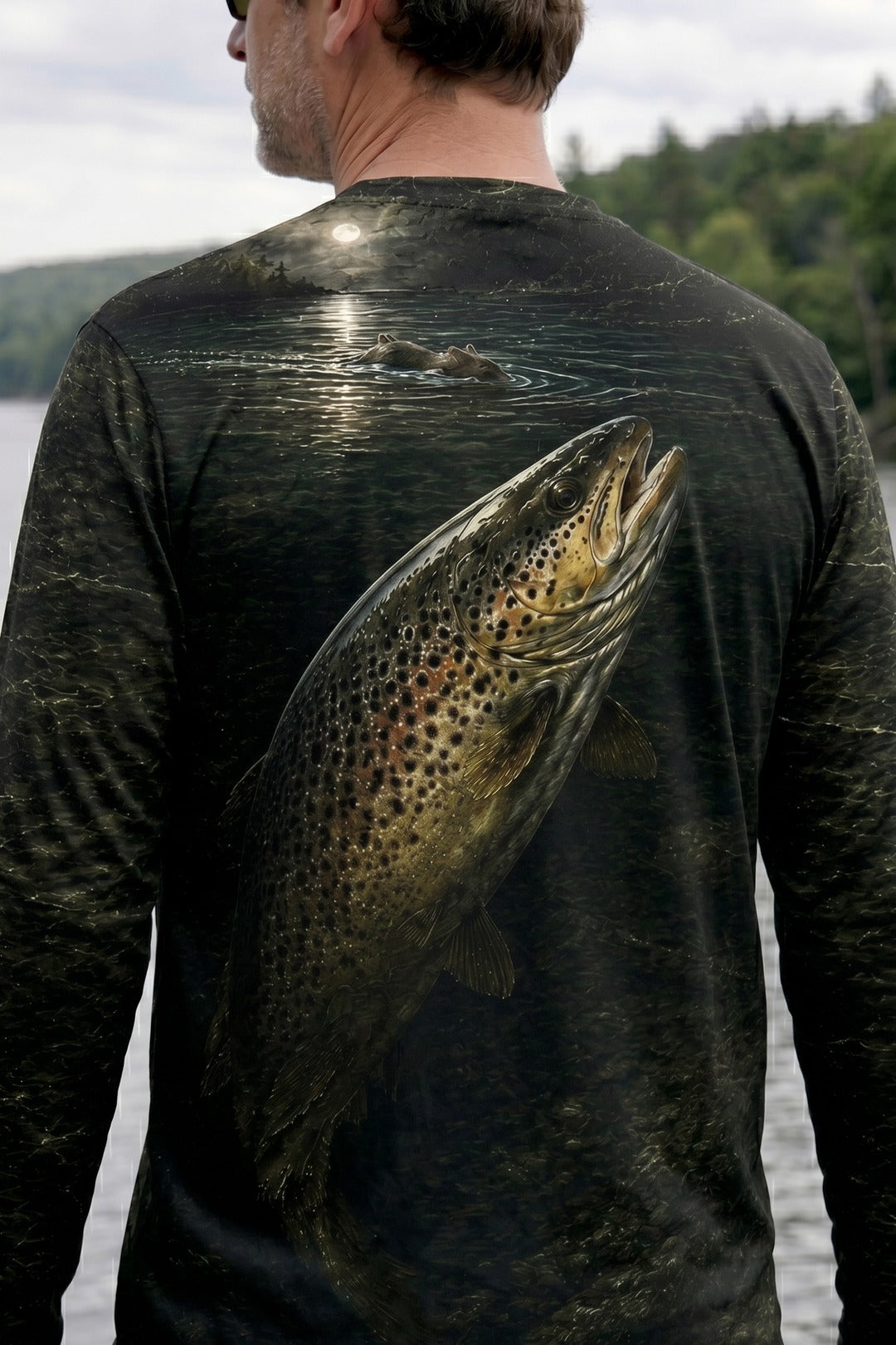 Performance Fishing Long Sleeve - Moonrise Brown Trout - RT11 lifestyle artwork zoom