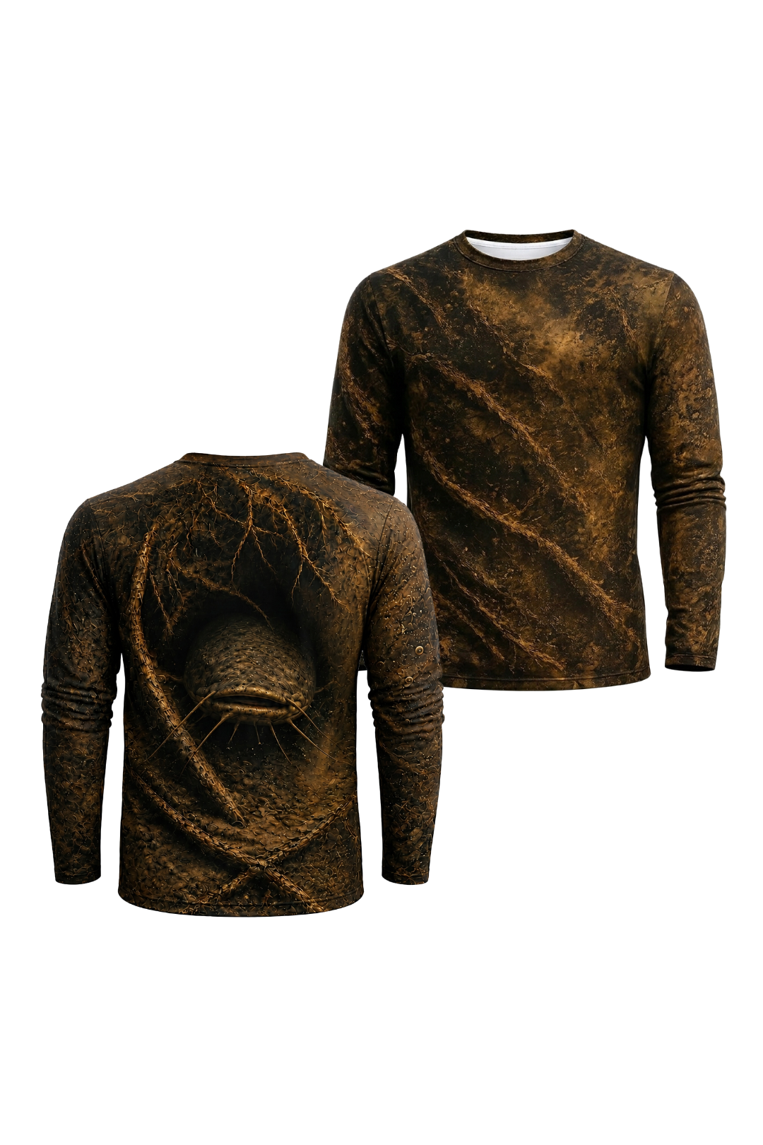 Performance Fishing Long Sleeve - Mud King Catfish - RFC04 two shirts front artwork
