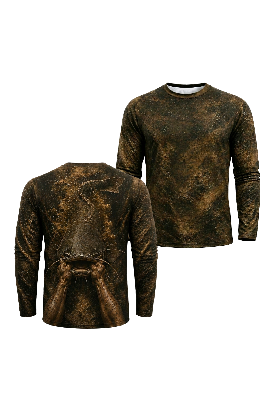 Performance Fishing Long Sleeve - Mudline Pull-Up - RFC06 two shirts front artwork