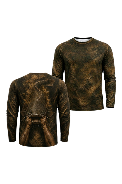 Performance Fishing Long Sleeve - Mudline Pull-Up - RFC06 two shirts front artwork