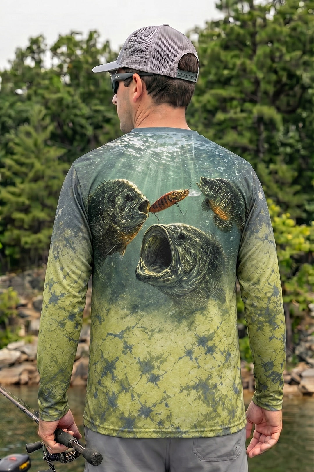 Performance Fishing Long Sleeve - Murky Marsh Bass - TBT150 lifestyle artwork side