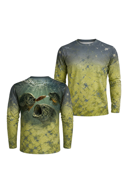 Performance Fishing Long Sleeve - Murky Marsh Bass - TBT150 two shirts front artwork