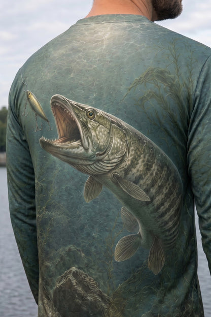 Performance Fishing Long Sleeve - Muskie Deep Ambush - AOF57 lifestyle artwork zoom
