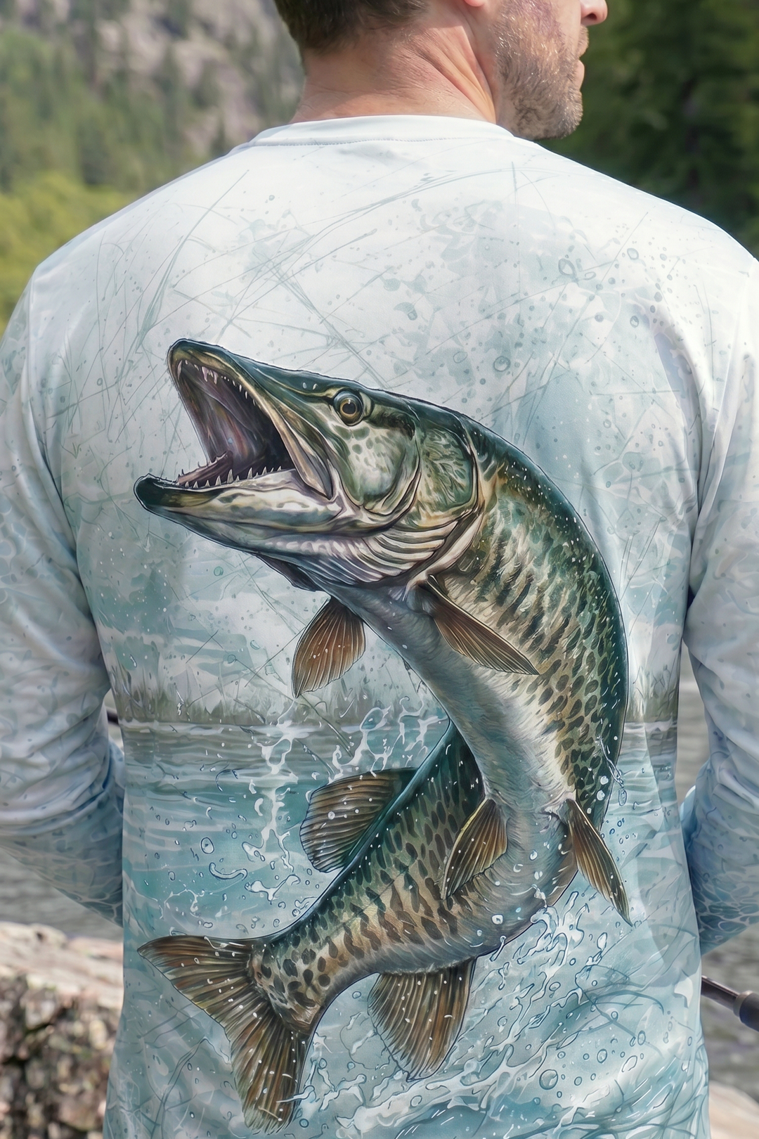 Performance Fishing Long Sleeve - Musky Breakout - AOF107 lifestyle artwork zoom