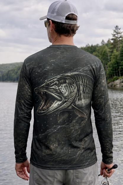 Performance Fishing Long Sleeve - Musky Dominion - AOF104 lifestyle artwork side