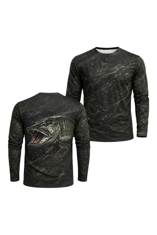 Performance Fishing Long Sleeve - Musky Dominion - AOF104 two shirts front artwork
