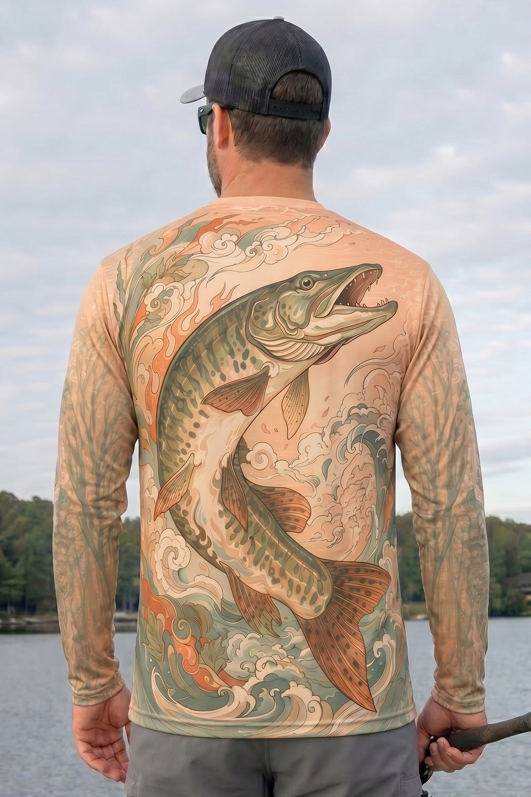 Performance Fishing Long Sleeve - Musky Kairyuu - AOF74 lifestyle artwork side