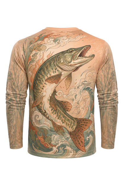 Performance Fishing Long Sleeve - Musky Kairyuu - AOF74 mockup artwork side