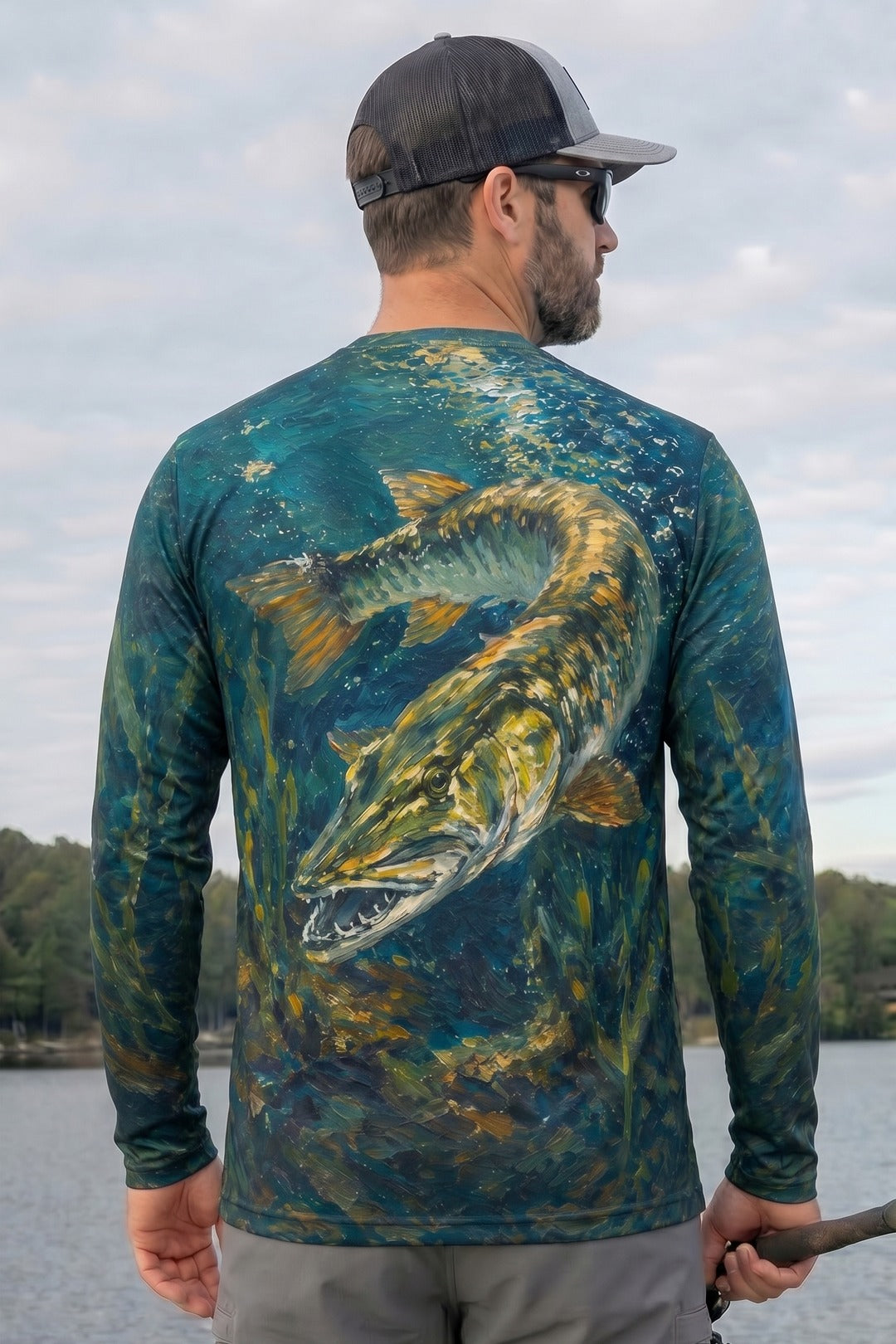 Performance Fishing Long Sleeve - Musky the Predator - AOF75 lifestyle artwork side
