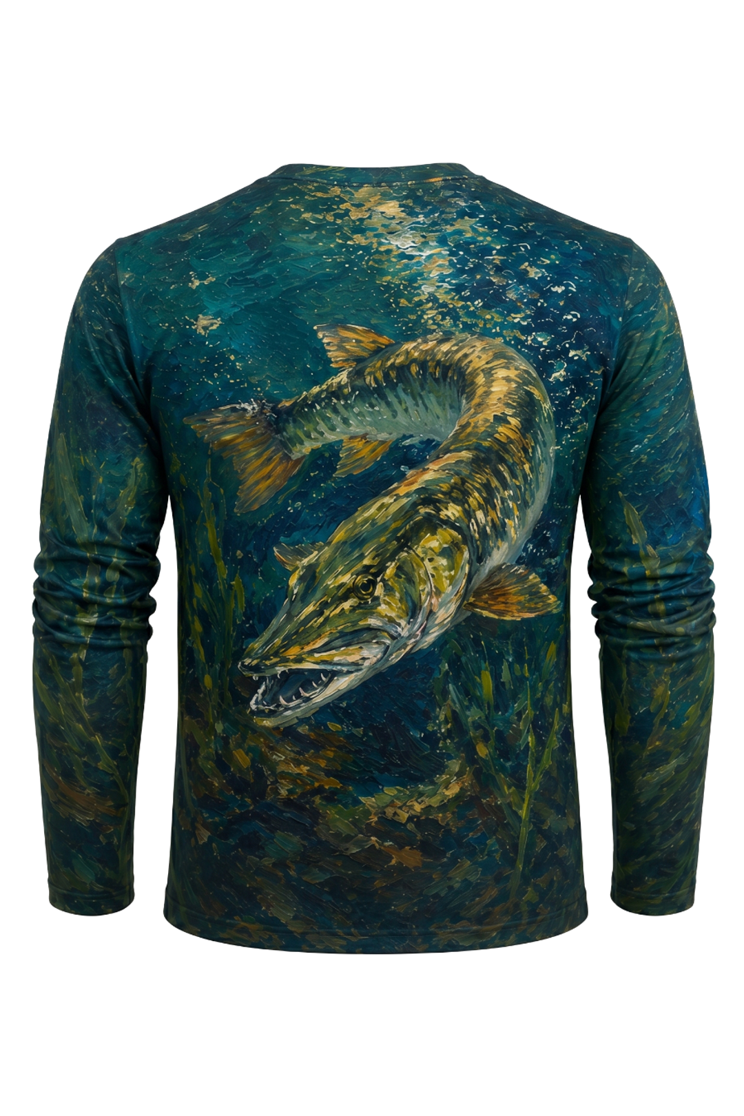 Performance Fishing Long Sleeve - Musky the Predator - AOF75 mockup artwork side