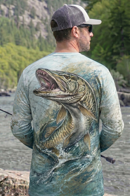 Performance Fishing Long Sleeve - Musky Warpath Strike - AOF106 lifestyle artwork side