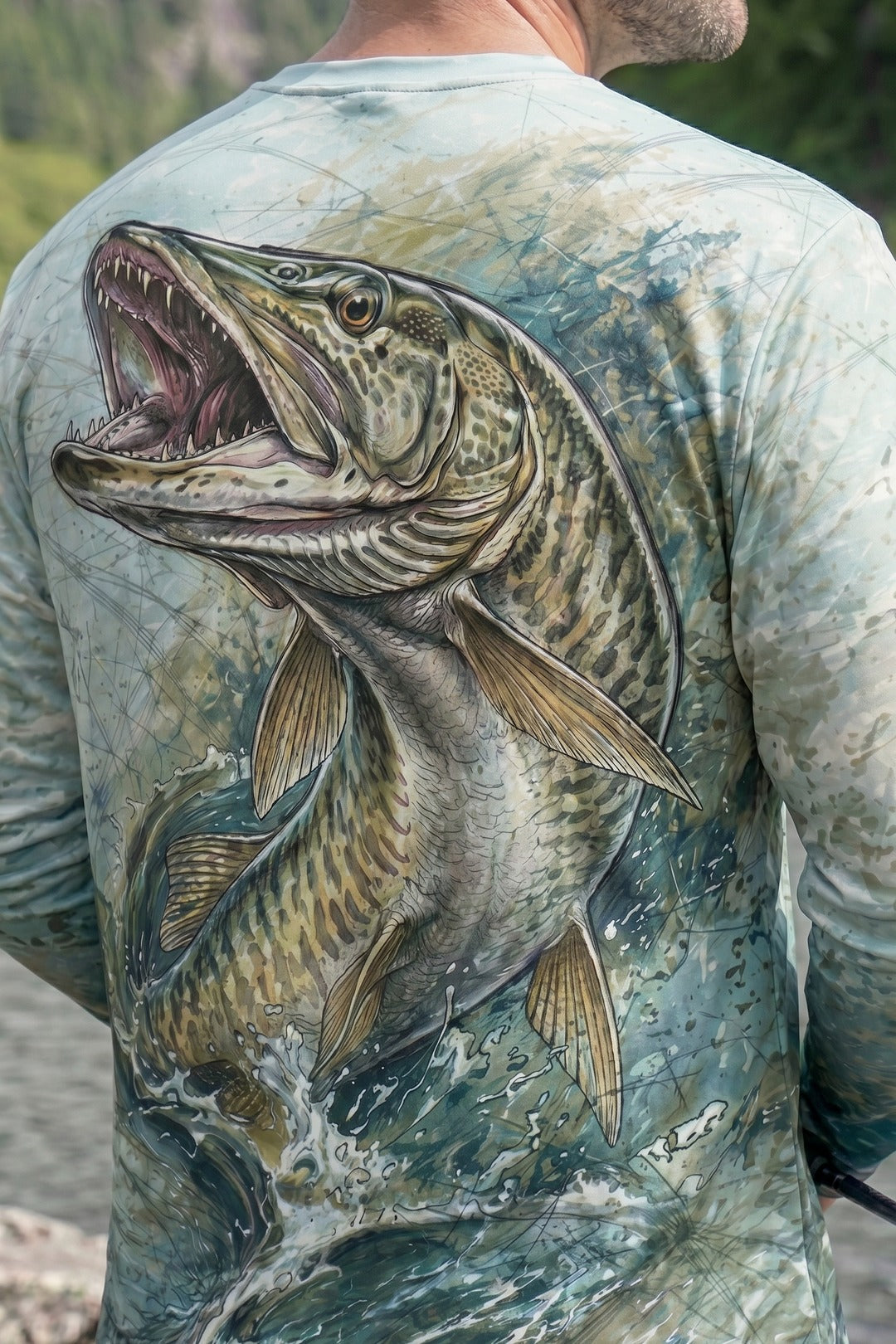 Performance Fishing Long Sleeve - Musky Warpath Strike - AOF106 lifestyle artwork zoom