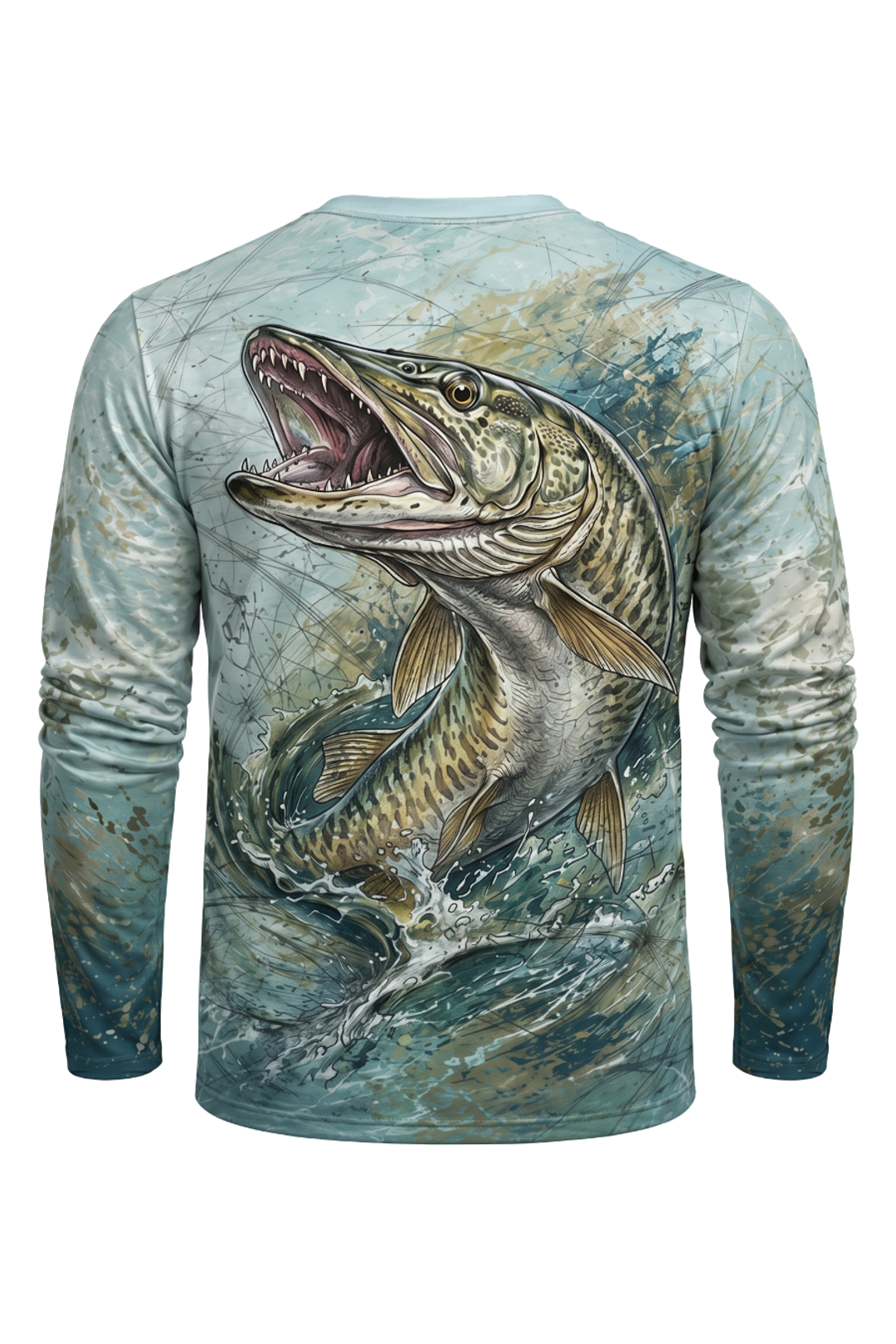 Performance Fishing Long Sleeve - Musky Warpath Strike - AOF106 mockup artwork side