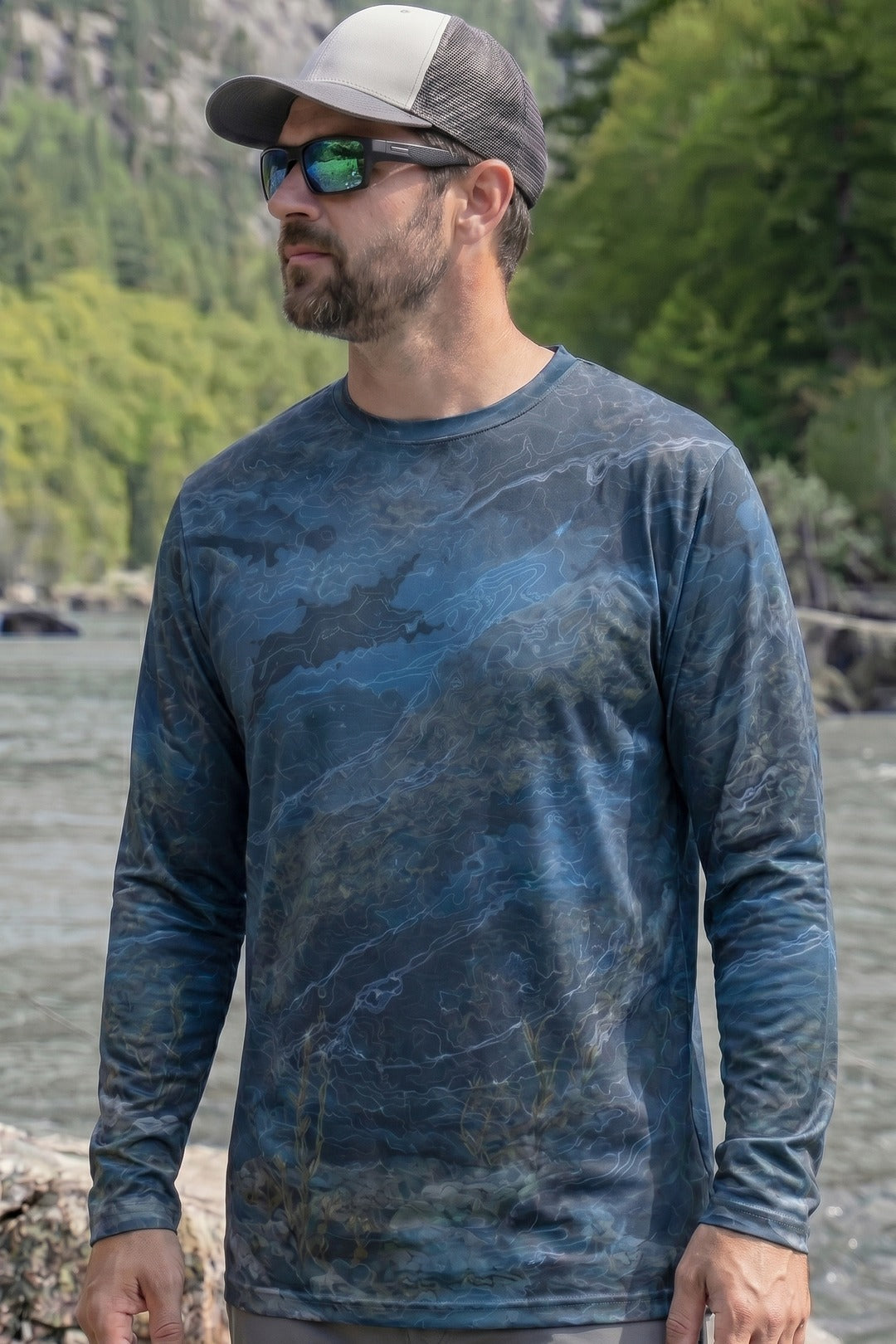 Performance Fishing Long Sleeve - Naval Walleye Strike - AOF110 lifestyle opposite side